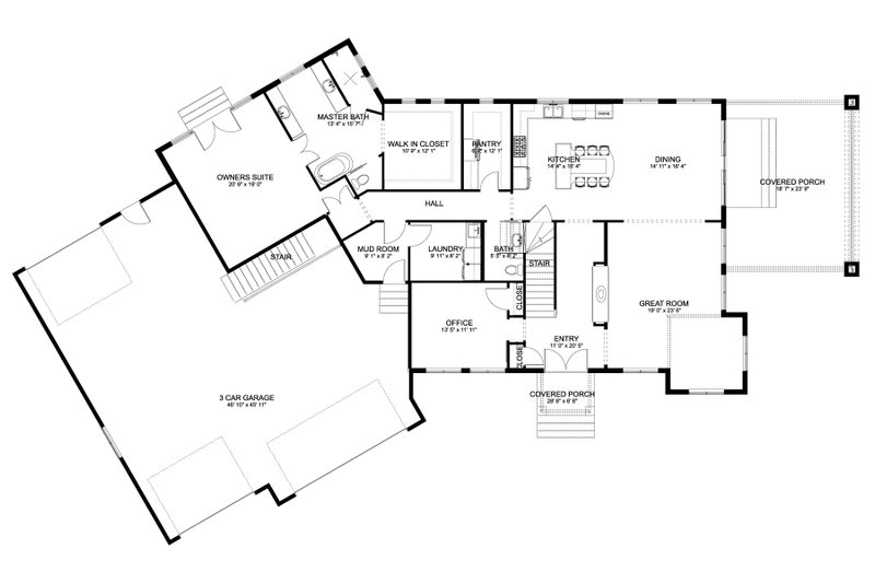 House Blueprint - Floor Plan - Main Floor for Craftsman House Plan #1060-477 - 3 bed, 3.5 bath