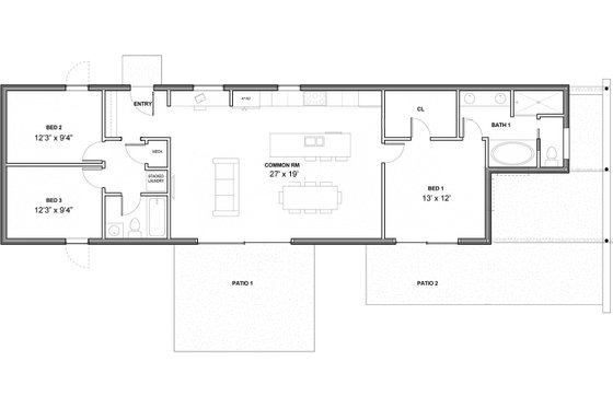 Floor Plan - Main Floor for Modern House Plan #497-35 - 3 bed, 2 bath