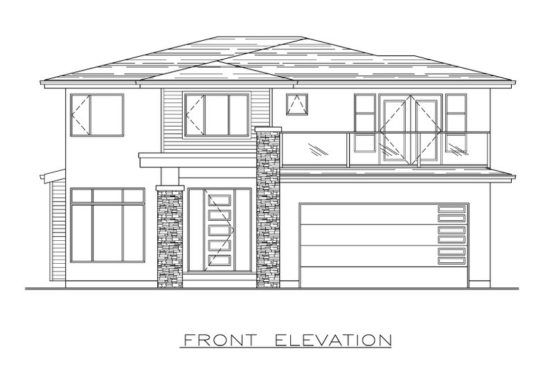 House Blueprint - Exterior - Front Elevation 3 for Modern House Plan #1100-57 - 4 bed, 2.5 bath
