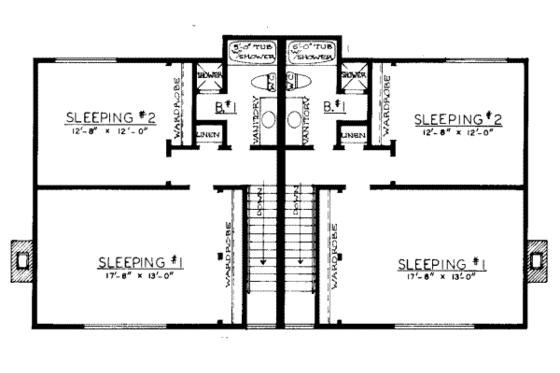 Floor Plan - Upper Floor for Traditional House Plan #303-278 - 2 bed, 1.5 bath