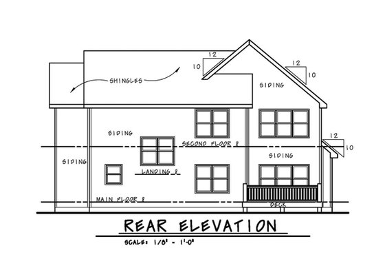 Exterior - Rear Elevation for Traditional House Plan #20-2279 - 4 bed, 3.5 bath