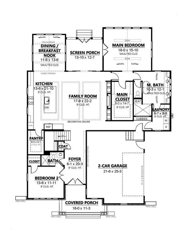 Home Plan - Traditional Floor Plan - Main Floor Plan #1080-1
