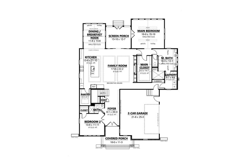 Architectural House Design - Floor Plan - Main Floor for Farmhouse House Plan #1080-1 - 5 bed, 4 bath
