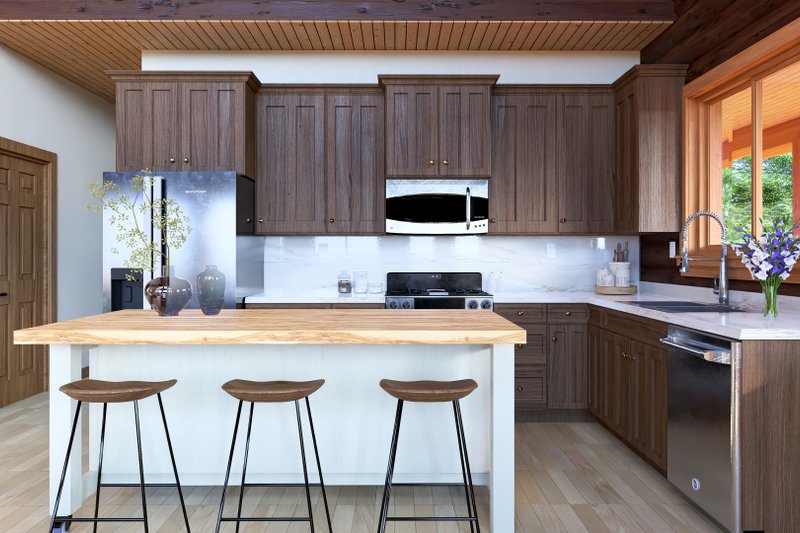 House Design - Interior - Kitchen for Log House Plan #1060-413 - 1 bed, 2 bath