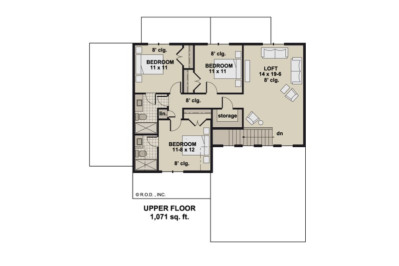 Home Plan - Floor Plan - Upper Floor for Farmhouse House Plan #51-1371 - 4 bed, 3.5 bath