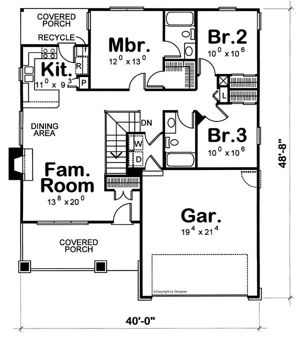 Dream House Plan - Craftsman Floor Plan - Main Floor Plan #20-2233