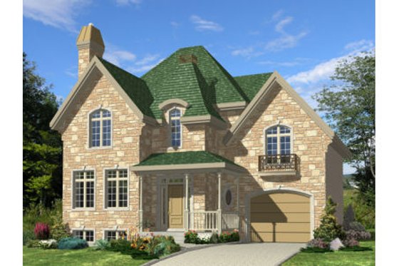 Exterior - Front Elevation for European House Plan #138-323 - 3 bed, 1.5 bath
