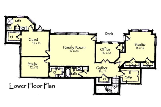 Floor Plan - Lower Floor for Craftsman House Plan #921-23 - 4 bed, 4.5 bath