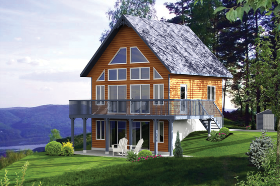 Exterior - Front Elevation for Cabin House Plan #25-4272 - 2 bed, 2 bath