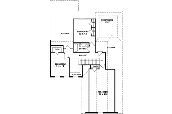 Floor Plan - Upper Floor for European House Plan #81-824 - 3 bed, 2.5 bath