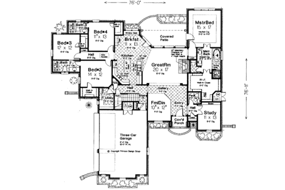 Floor Plan - Main Floor for European House Plan #310-275 - 4 bed, 3.5 bath
