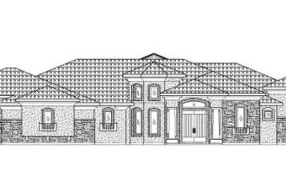 Exterior - Front Elevation for Mediterranean House Plan #24-288 - 4 bed, 3.5 bath
