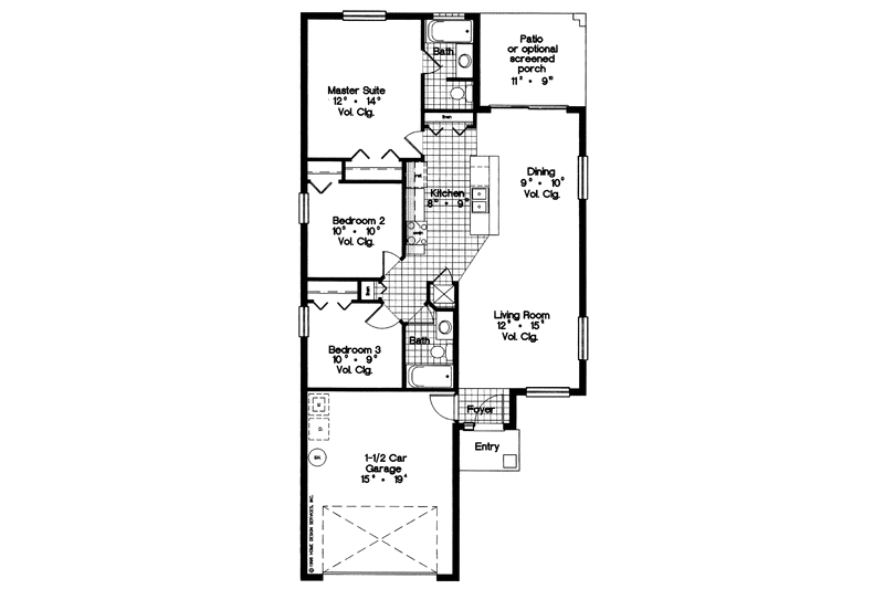 House Blueprint - Floor Plan - Main Floor for Mediterranean House Plan #417-731 - 3 bed, 2 bath