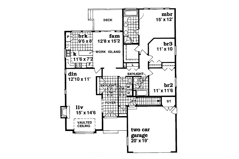 Architectural House Design - Floor Plan - Main Floor for Craftsman House Plan #47-868 - 3 bed, 2 bath