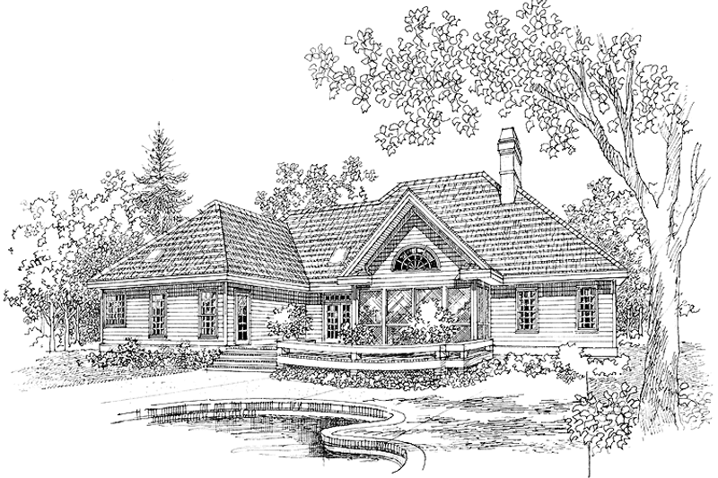 Home Plan - Exterior - Rear Elevation for Ranch House Plan #929-176 - 3 bed, 2 bath