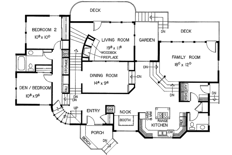 Home Plan - Floor Plan - Main Floor for Contemporary House Plan #60-730 - 3 bed, 2.5 bath