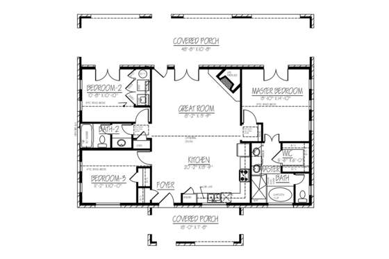 Floor Plan - Main Floor for Cottage House Plan #1061-10 - 3 bed, 2 bath