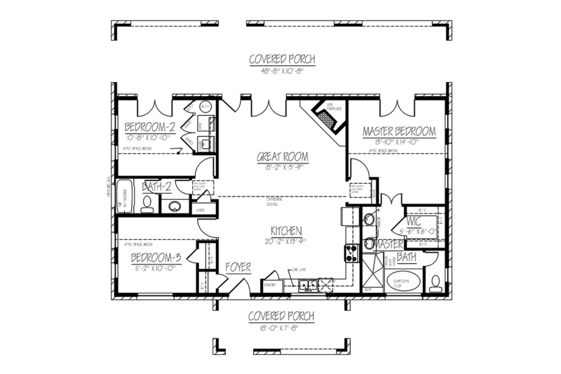 Home Plan - Floor Plan - Main Floor for Cottage House Plan #1061-10 - 3 bed, 2 bath
