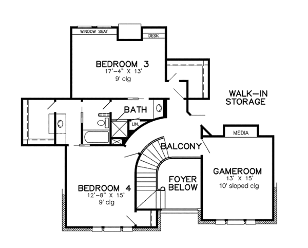 Architectural House Design - Country Floor Plan - Upper Floor Plan #968-37