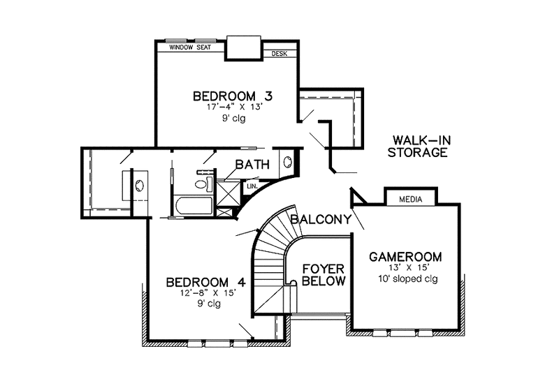 Dream House Plan - Floor Plan - Upper Floor for Country House Plan #968-37 - 4 bed, 3 bath