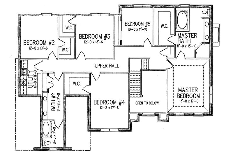 Home Plan - Floor Plan - Upper Floor for Country House Plan #994-21 - 5 bed, 2.5 bath