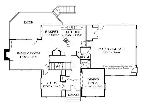 Architectural House Design - Colonial Floor Plan - Main Floor Plan #453-384