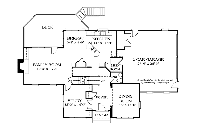 Home Plan - Floor Plan - Main Floor for Colonial House Plan #453-384 - 4 bed, 3.5 bath