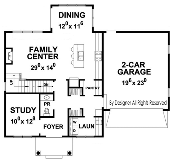 House Plan Design - Colonial Floor Plan - Main Floor Plan #20-2249