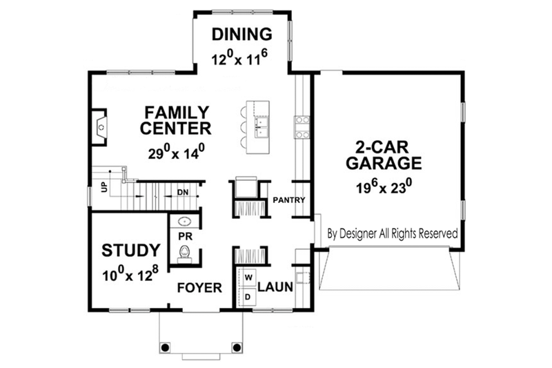 Home Plan - Floor Plan - Main Floor for Colonial House Plan #20-2249 - 3 bed, 2.5 bath