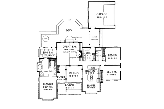 Floor Plan - Main Floor for Ranch House Plan #929-135 - 3 bed, 2 bath
