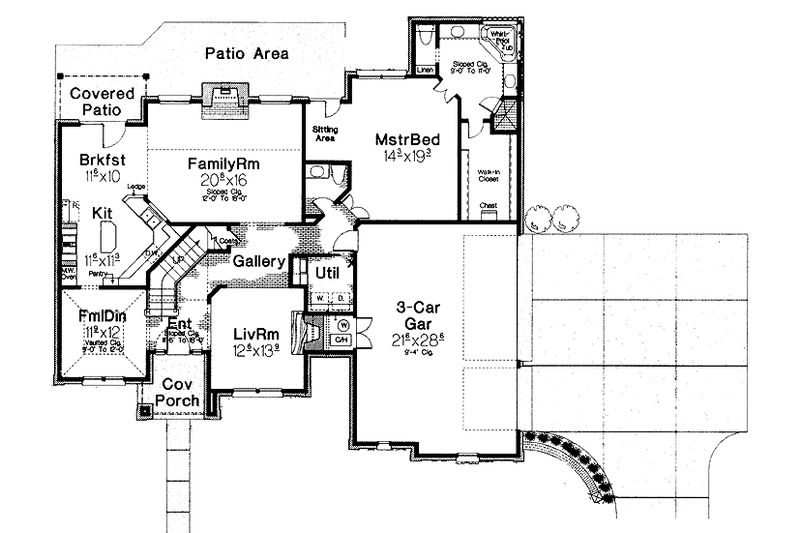 Architectural House Design - Floor Plan - Main Floor for Colonial House Plan #310-1099 - 4 bed, 3.5 bath