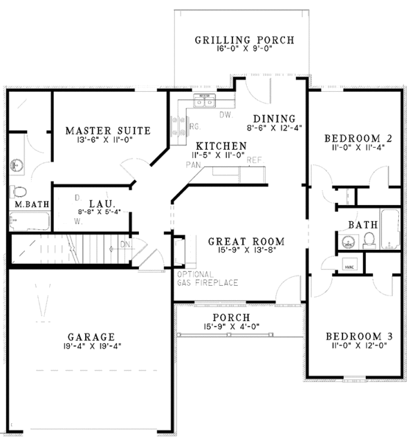 Country Floor Plan - Main Floor Plan #17-3021