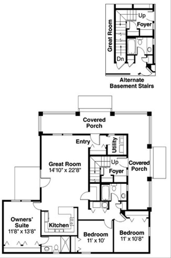 Craftsman Floor Plan - Main Floor Plan #124-803