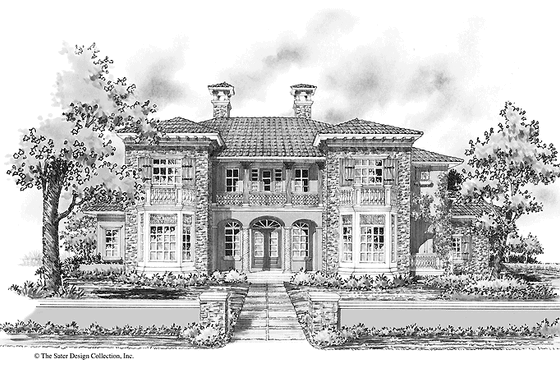 Exterior - Front Elevation 6 for Mediterranean House Plan #930-276 - 4 bed, 4.5 bath