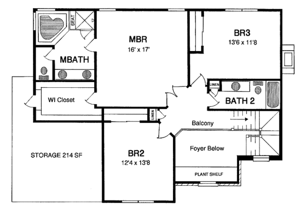 Home Plan - Traditional Floor Plan - Upper Floor Plan #316-191