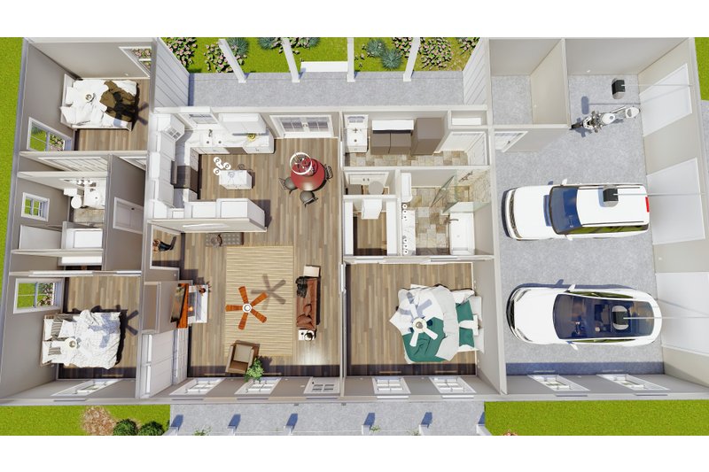 Home Plan - Floor Plan - Main Floor 1 for Farmhouse House Plan #44-258 - 3 bed, 2 bath