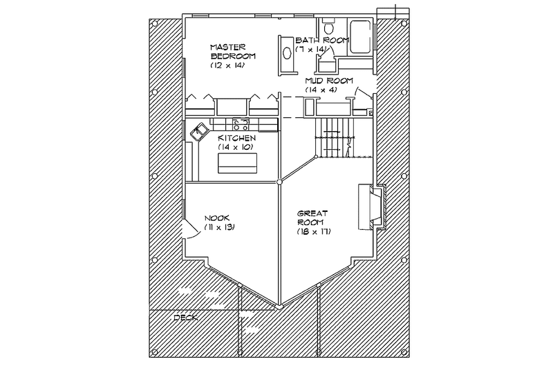 House Blueprint - Floor Plan - Main Floor for Contemporary House Plan #945-1 - 3 bed, 2 bath
