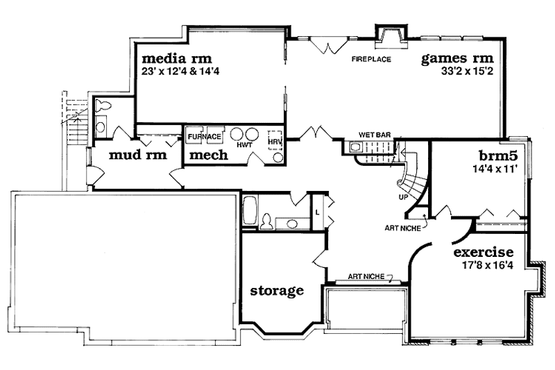 House Plan Design - Floor Plan - Lower Floor for Traditional House Plan #47-894 - 4 bed, 3.5 bath