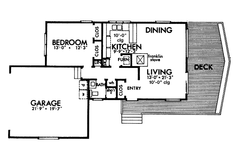 Home Plan - Floor Plan - Main Floor for Contemporary House Plan #320-803 - 1 bed, 1 bath