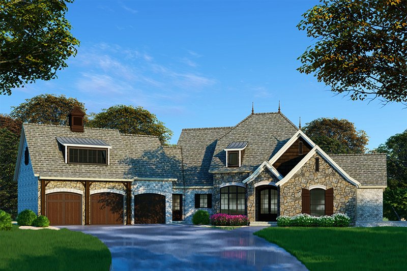 Dream House Plan - Exterior - Front Elevation 3 for European House Plan #923-85 - 3 bed, 3.5 bath