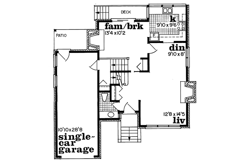 Home Plan - Floor Plan - Main Floor for Tudor House Plan #47-963 - 3 bed, 1 bath