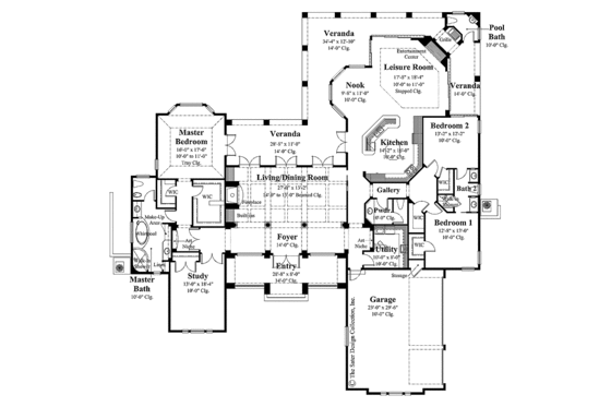 Floor Plan - Main Floor for Adobe / Southwestern House Plan #930-307 - 3 bed, 2 bath