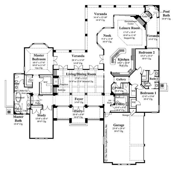 Adobe / Southwestern Floor Plan - Main Floor Plan #930-307