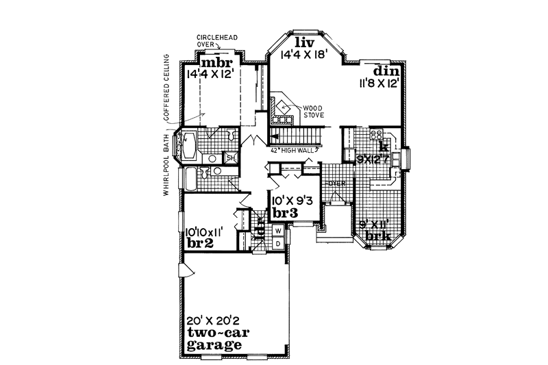 Home Plan - Floor Plan - Main Floor for Ranch House Plan #47-990 - 3 bed, 2 bath