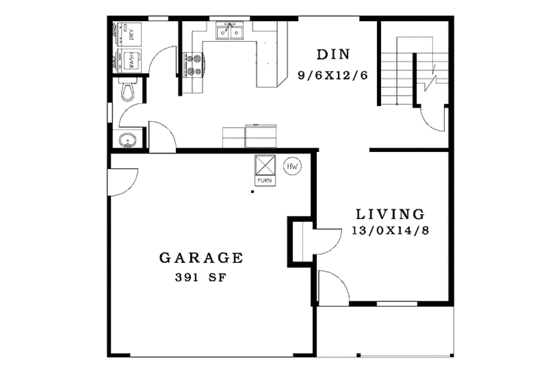 Floor Plan - Main Floor for Craftsman House Plan #943-18 - 3 bed, 2.5 bath