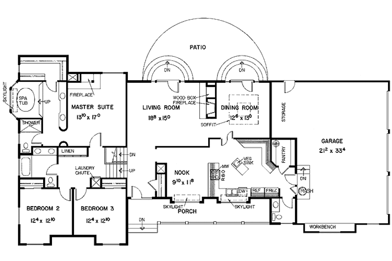 House Design - Floor Plan - Main Floor for Prairie House Plan #60-1039 - 4 bed, 3 bath