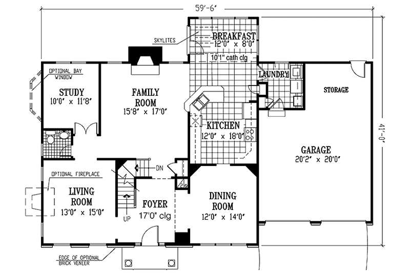 Architectural House Design - Floor Plan - Main Floor for Colonial House Plan #953-40 - 4 bed, 2.5 bath