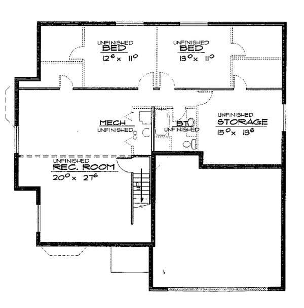 Home Plan - Traditional Floor Plan - Lower Floor Plan #308-264