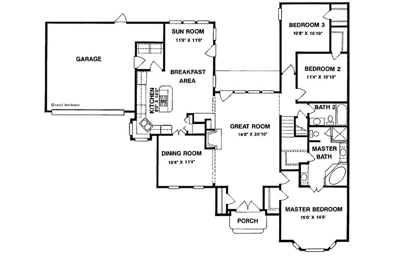 Home Plan - Floor Plan - Main Floor for Traditional House Plan #952-10 - 3 bed, 2 bath