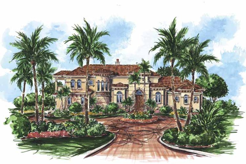 Home Plan - Exterior - Front Elevation 3 for Mediterranean House Plan #1017-64 - 4 bed, 5.5 bath